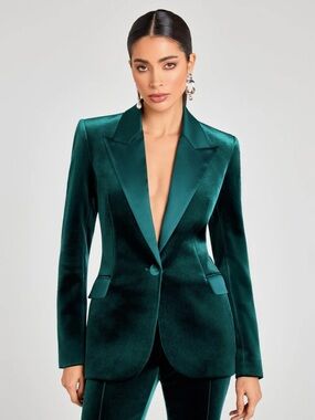 New White House Black Market Emerald Velvet Tailored Blazer - Women
